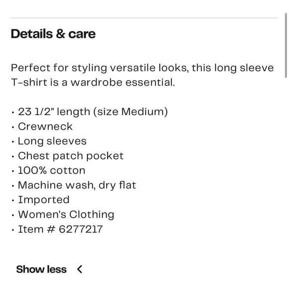 MADEWELL Long Sleeve Black Crewneck Cotton Tee Shirt size Small - Picture 4 of 7